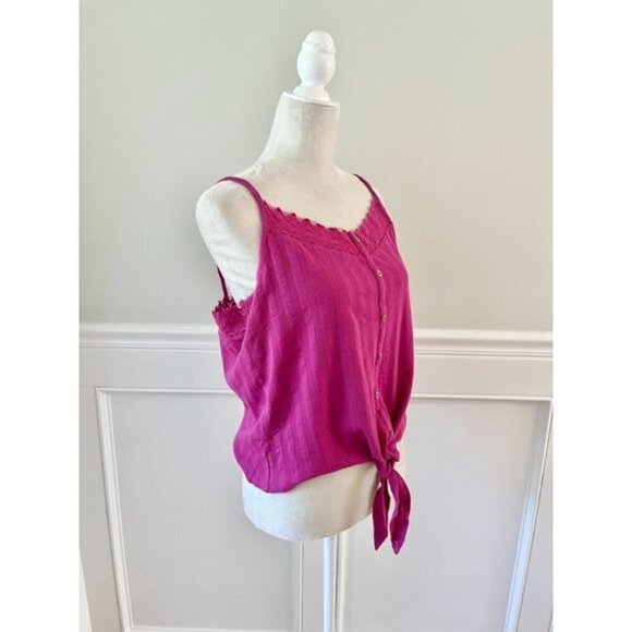Mudd NWT Pink Button Up Tie Front Tank Top XXL - Picture 4 of 6